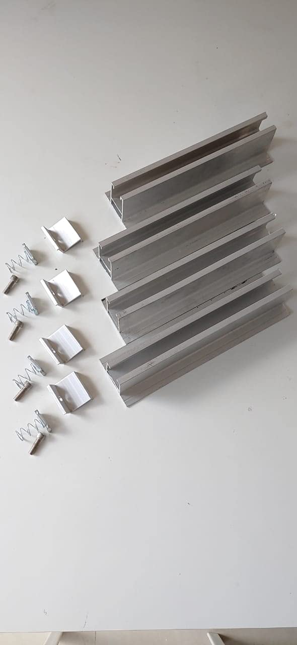 Solar Panel Mounting Structure Set for Solar Panel Upto 550Wp (4 Channel, 4 End Clamps, 4 Spring Nut M8)