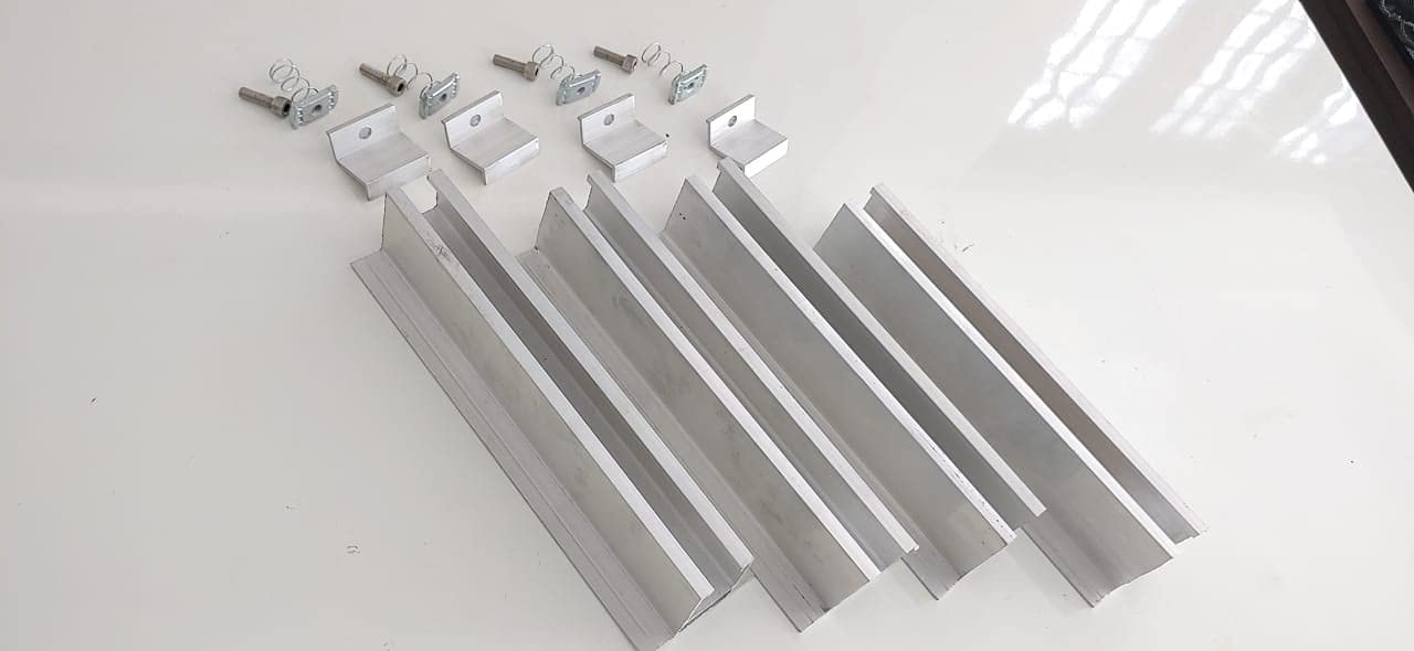 Solar Panel Mounting Structure Set for Solar Panel Upto 550Wp (4 Channel, 4 End Clamps, 4 Spring Nut M8)